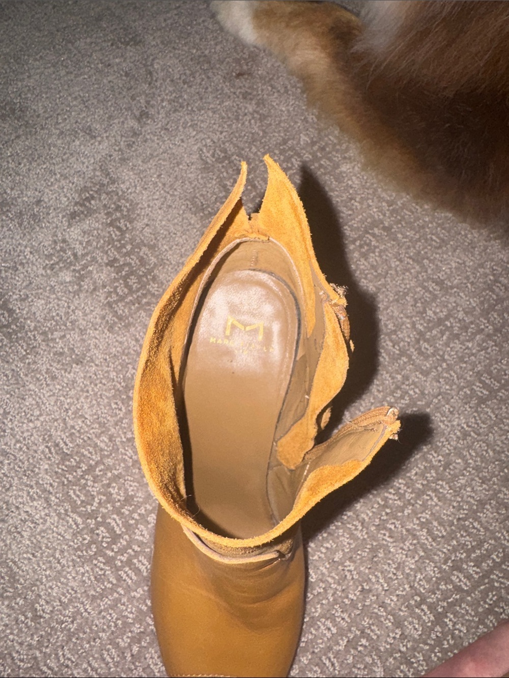 Camel colored leather Women’s Ankle Boot with fringes